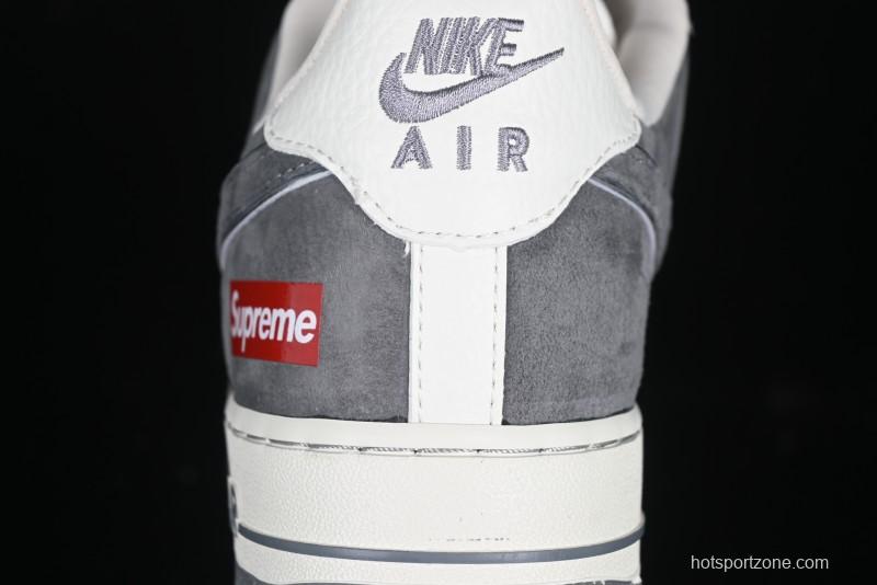 Nike Air Force 1 '07 Low Supreme Collaboration Grey Swoosh Red Tab Low-Top Casual Sneakers - CH6336-510