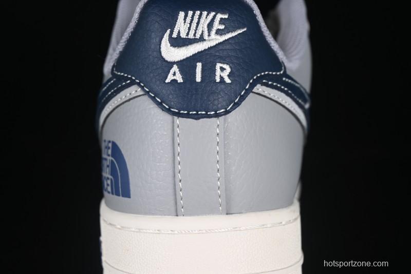 Nike Air Force 1 '07 Low The North Face Collaboration Grey Blue Double Swoosh Casual Sneakers - XS1958-520