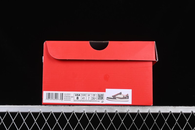 Nike Travis Scott x Fragment Design x Air Jordan 1 Low OG SP AJ1 Snake Year Limited Edition Snake Scale Red Hook Low Top Lifestyle Casual Sneakers - CH6336-020