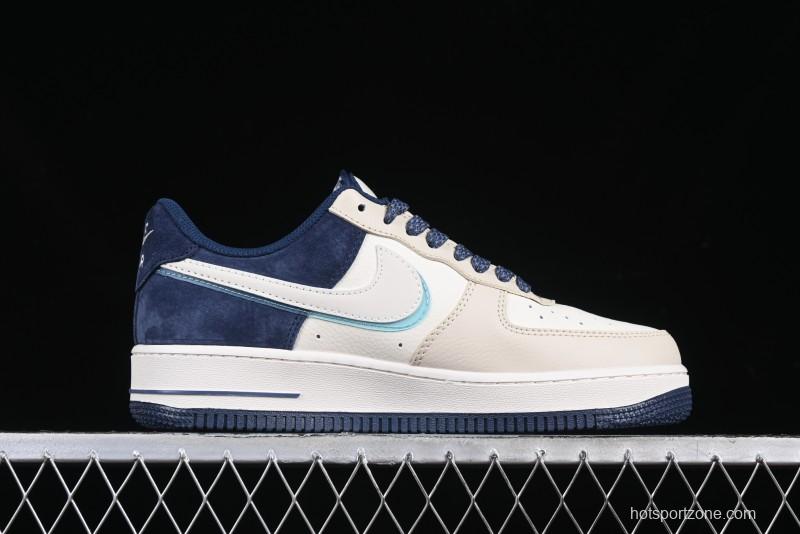 Nike Air Force 1 '07 Low Stussy Collaboration Light Blue White Transparent Swoosh Low-Top Casual Sneakers - DM6688-055