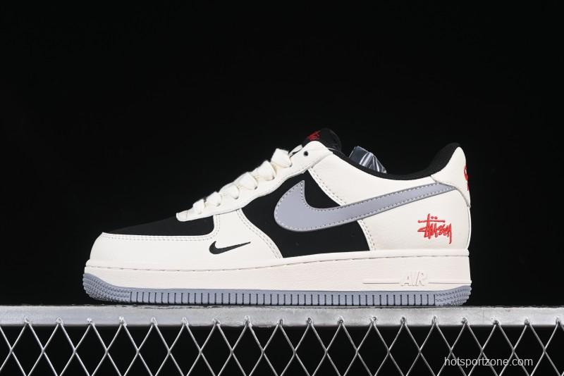 Nike Air Force 1 '07 Low Stussy Collaboration Beige Grey Black Low-Top Casual Sneakers - XZ6188-766