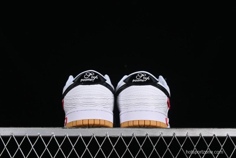 Supreme x Nike Dunk Low SB Casual Skate Shoes with Zoom Air Cushion - XD6188-034