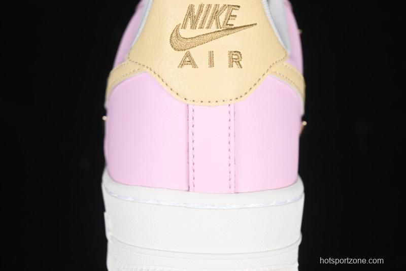 Nike Air Force 1 '07 Low White Pink Swoosh Casual Sneakers - IB2574-600