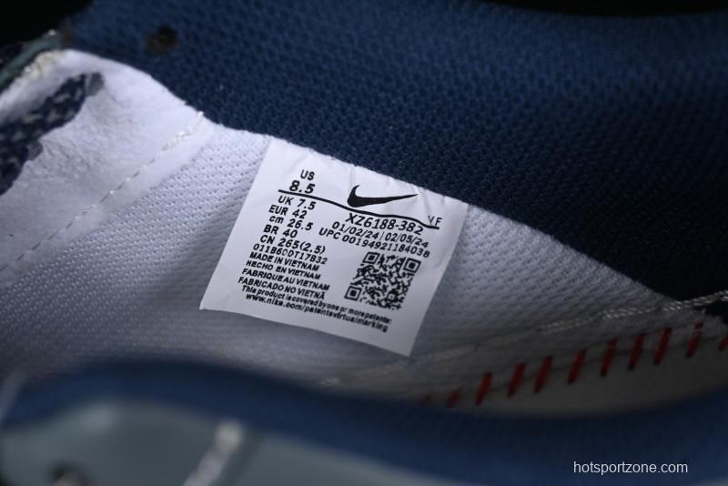 Nike Air Force 1 '07 Low Supreme Casual Sneakers in Grey Blue with Red Swoosh - XZ6188-382