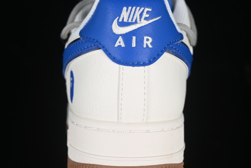 Nike Air Force 1 '07 Low Bape Collaboration Beige Blue Gum Pull Tab Casual Sneakers - SJ1198-112