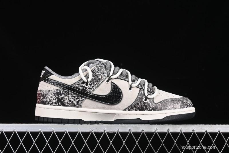 Nike SB Dunk Low Year of the Snake Series Strap Black Swoosh Custom High-End Low-Top Casual Skate Shoes - YX5066-273