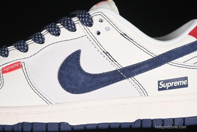 Nike SB Dunk Low Supreme Collaboration Grey Blue Woven Label Anniversary High-End Custom Low-Top Casual Skate Shoes - BB7518-026