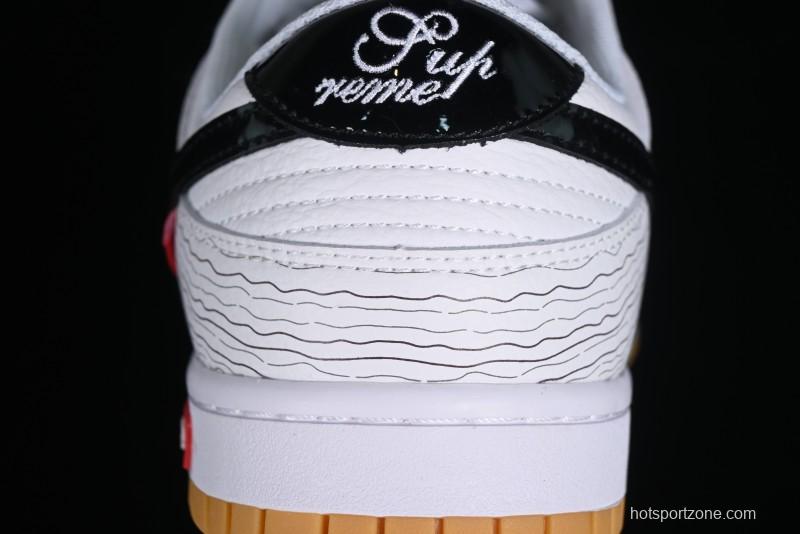 Supreme x Nike Dunk Low SB Casual Skate Shoes with Zoom Air Cushion - XD6188-034