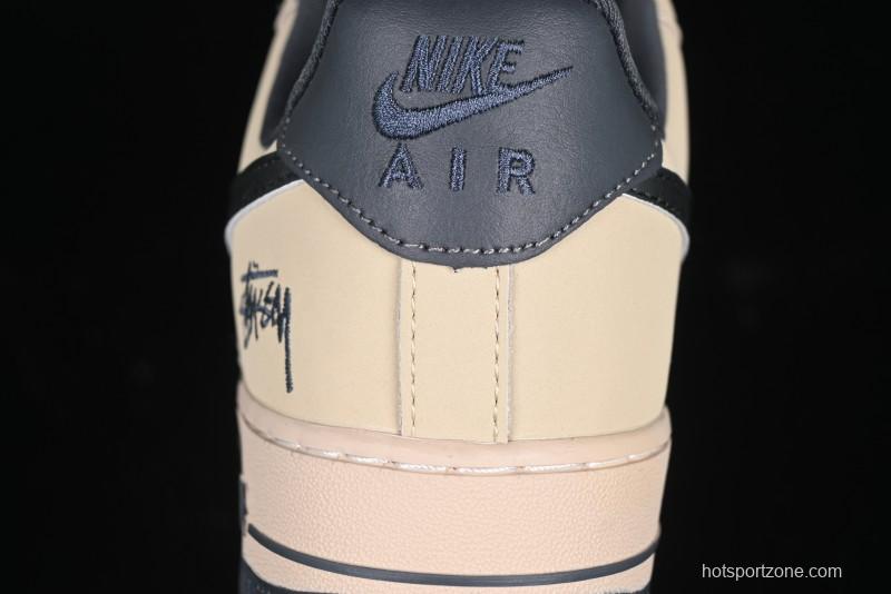 Nike Air Force 1 '07 Low Stussy Collaboration Grey Fog Swoosh Low-Top Casual Sneakers - KK1988-033