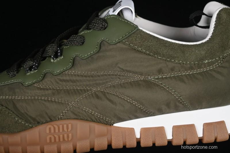 Miu Miu Suede Round Toe Lace-Up Low Top Women's Casual Shoes - 99D4