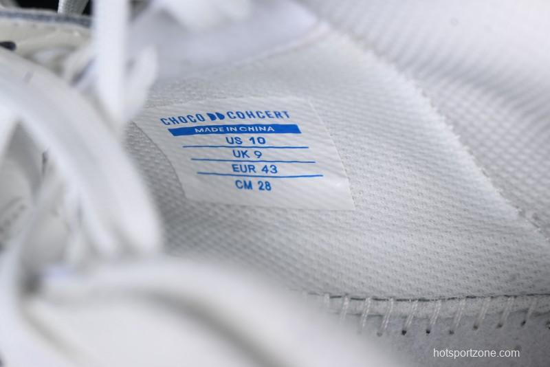 Choco Concert Leather Round Square Asymmetrical Fashion Sneakers White - AJE5