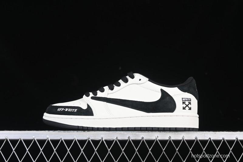Nike Travis Scott x Fragment Design x Air Jordan 1 Low OG SP AJ1 Off-White Collaboration Casual Sneakers - DM7866-065
