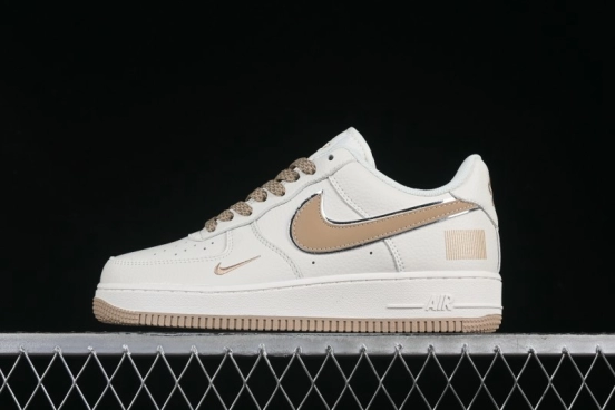 Nike Air Force 1 '07 Low QR Code Metallic Gold Star Sneakers Low-Top Casual Shoes - CU1836-965