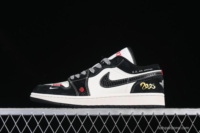 Nike Air Jordan 1 Low AJ1 Year of the Snake Limited Edition White Black Snake Pattern Low-Top Casual Sneakers - SJ9950-056