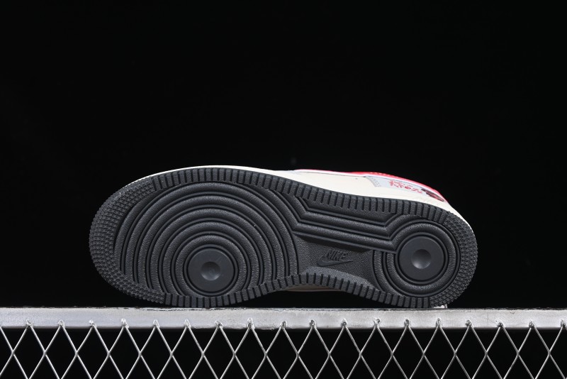 Nike Air Force 1 '07 Low Nezha Collaboration Grey Red Swoosh Casual Sneakers - DF0188-046