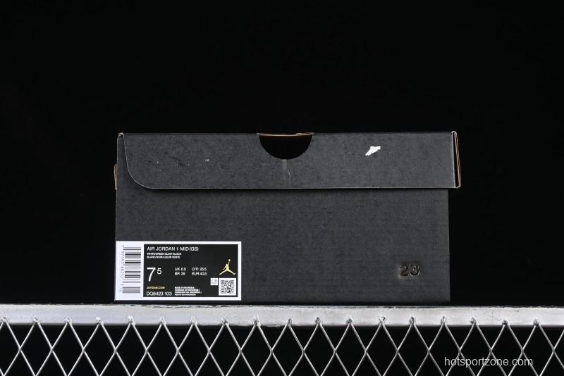 Nike Air Jordan 1 Mid AJ1 Basketball Shoes in Black White Silver - DQ8423-103