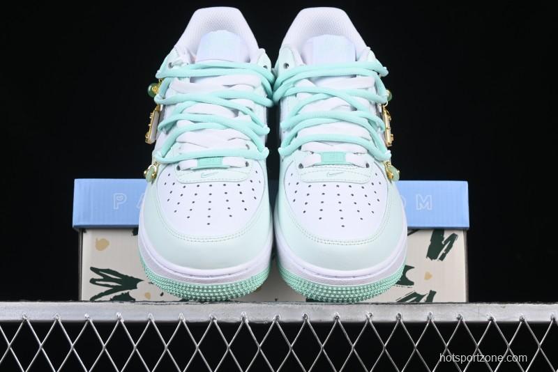 Nike Air Force 1 '07 Low Gold-Inlaid Jade Casual Sneakers with Strap - XV7981-476