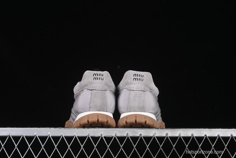 Miu Miu Suede Round Toe Lace-Up Low Top Women's Casual Shoes - 99D4