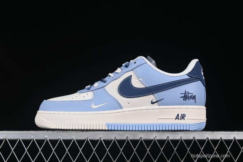 Nike Air Force 1 '07 Low Stussy Collaboration Dual-Tone Sky Blue Low-Top Casual Sneakers - XS1958-516