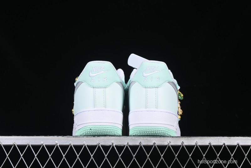 Nike Air Force 1 '07 Low Gold-Inlaid Jade Casual Sneakers with Strap - XV7981-476