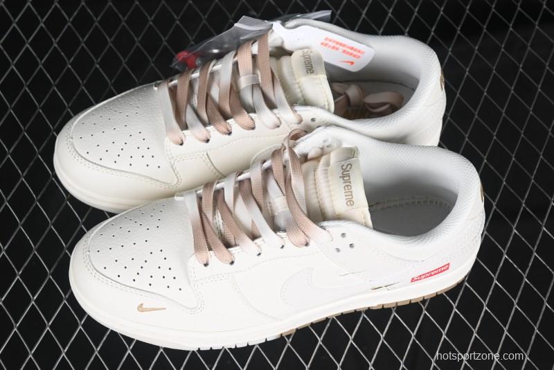 Nike SB Dunk Low Supreme Collaboration Two-Tone Khaki Anniversary High-End Custom Low-Top Casual Skate Shoes - BB8675-111