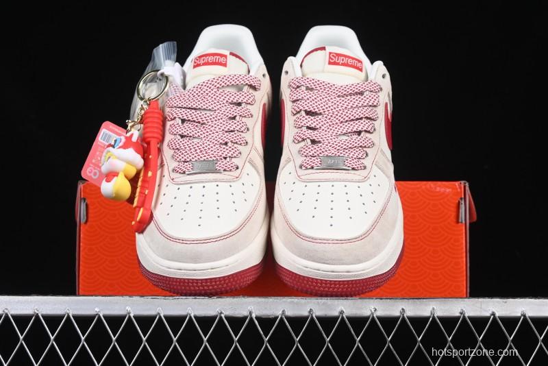 Nike Air Force 1 '07 Low Supreme Collaboration Year of the Snake Limited Edition Red Snake Swoosh Low-Top Casual Sneakers - HH7518-032