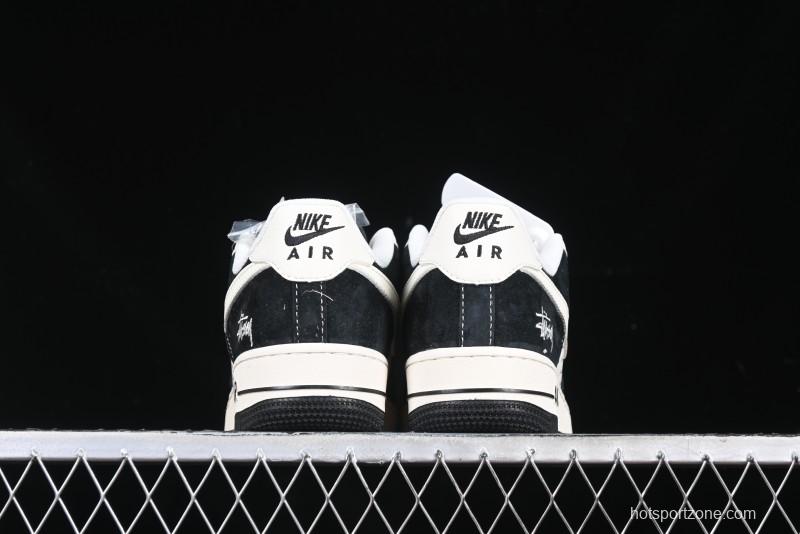 Nike Air Force 1 '07 Low Stussy Collaboration - Black White Casual Sneakers - XZ6188-671