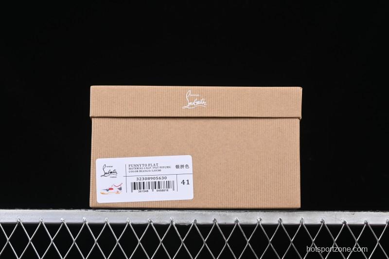 Christian Louboutin Funnyto Flat Comfortable Fashion Low-Top Sneakers in White Yellow Red - X.D4