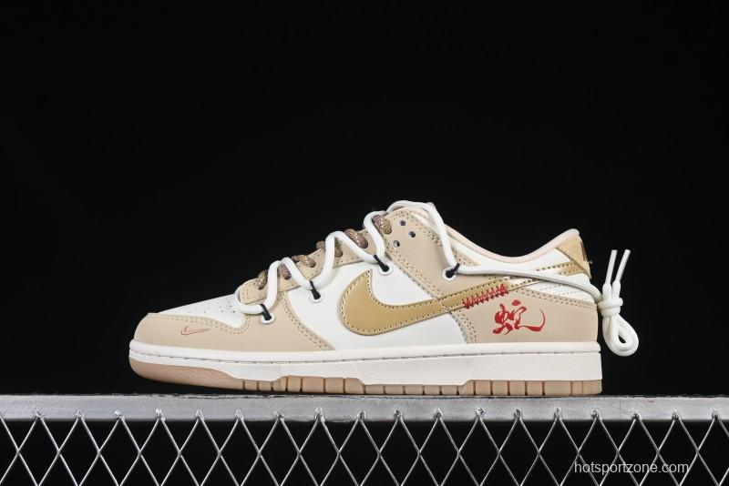Nike SB Dunk Low Year of the Snake Series Strap Yellow White Yellow Swoosh Anniversary Custom Low-Top Casual Skate Shoes - YX5066-291