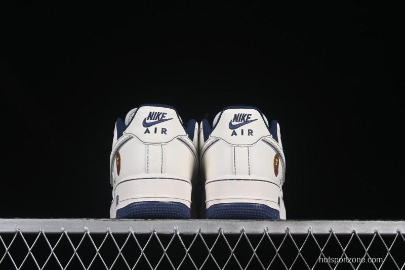 Nike Air Force 1 '07 Low Bape Collaboration Off-White Navy Blue Casual Sneakers - HH7518-066