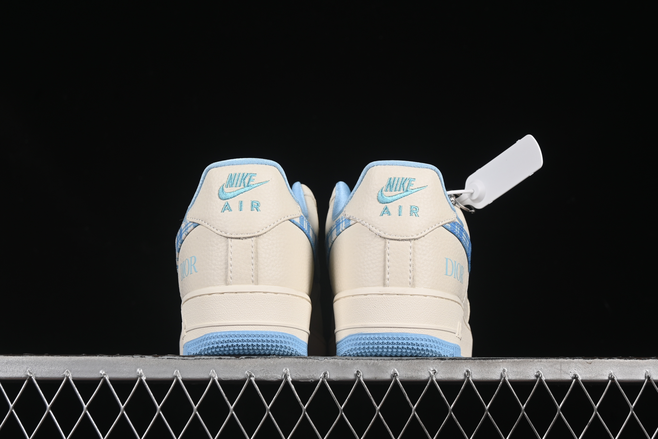 Nike Air Force 1'07 Low Dior Collaboration Beige Blue Checkered Casual Sneakers - KK1988-072