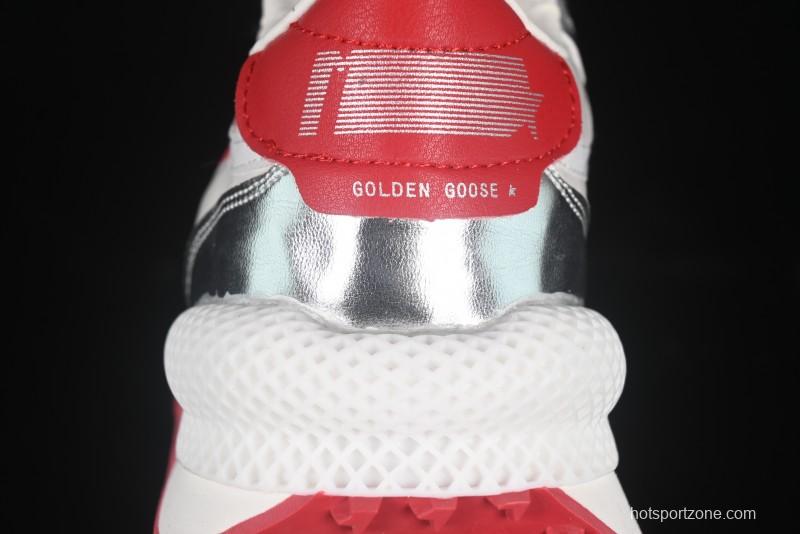 Golden Goose Marathon White Red Silver Comfortable Low-Top Lifestyle Sneakers - H8D4