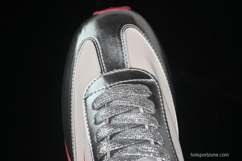 Golden Goose Marathon White Red Silver Comfortable Low-Top Lifestyle Sneakers - H8D4