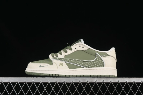 Nike Travis Scott x Fragment Design x Air Jordan 1 Low OG SP AJ1 MLB Collaboration Low-Top Casual Sneakers - XS2024-017