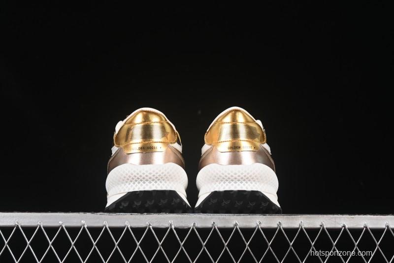 Golden Goose Marathon White Black Gold Comfortable Low-Top Lifestyle Sneakers - H8D4