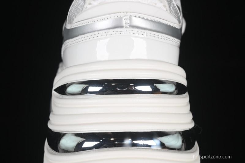 GG-CC Chunky Low Casual Fashion Sneakers with Thick Sole and Height Increasing Design - 2607 White