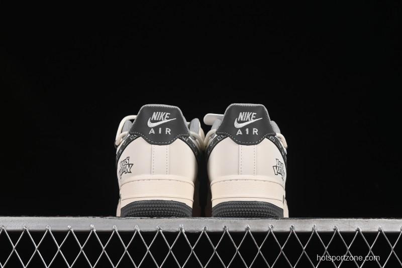 Nike Air Force 1 '07 Low LV Collaboration Two-Tone Grey Pattern Lace-Up Casual Sneakers - DM6868-063