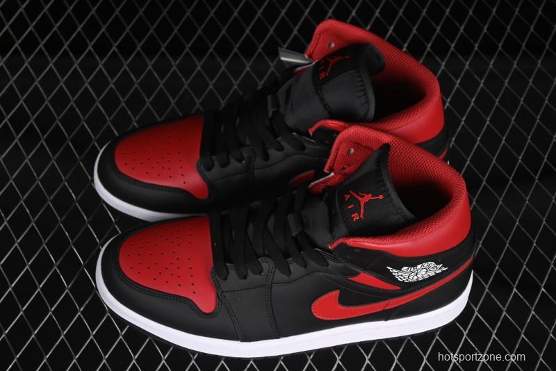 Nike Air Jordan 1 Mid AJ1 Black Red Mid-Top Casual Sneakers - DQ8426-067