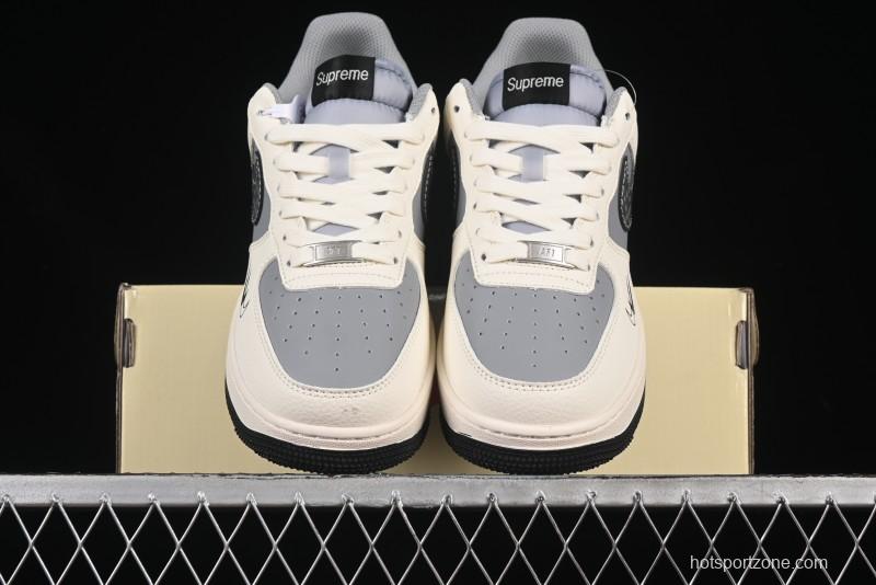 Nike Air Force 1 '07 Low Supreme Collaboration Beige Gray Building Blocks Casual Sneakers - XS1958-568