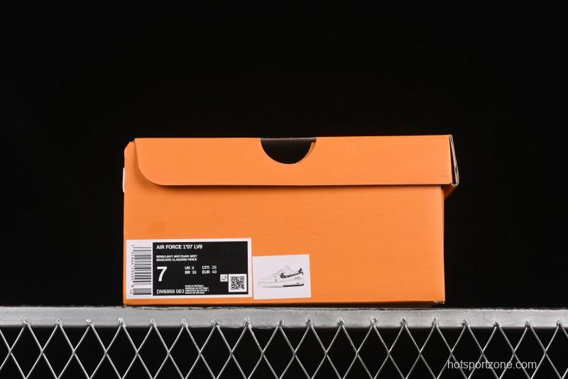 Nike Air Force 1 '07 Low LV Collaboration Two-Tone Grey Pattern Lace-Up Casual Sneakers - DM6868-063