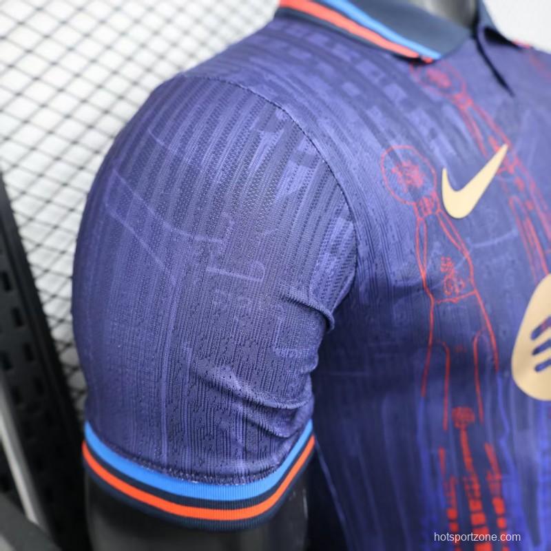 Player Version 25/26 FC Barcelona Purple with Red Streak Pattern Jersey