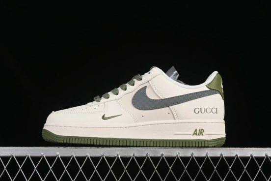 Nike Air Force 1'07 Low Gucci Collaboration Green Grey Pattern Casual Sneakers - XS1958-563