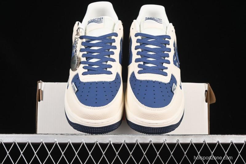 Nike Air Force 1'07 Low Balenciaga Collaboration Blue Woven Label Low-Top Casual Sneakers - DF0188-062