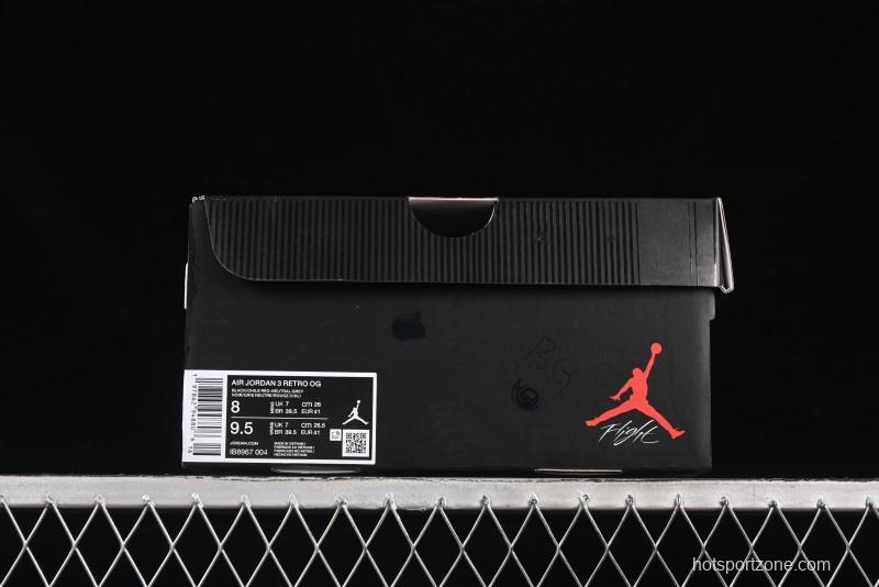 Nike Air Jordan 3 Retro OG Rare Air Sneakers with Small Reverse Swoosh - IB8967-004