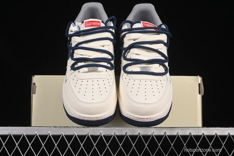 Nike Air Force 1 '07 Low Supreme Collaboration Two-Tone Blue Grey Lace-Up Casual Sneakers - DM6868-068