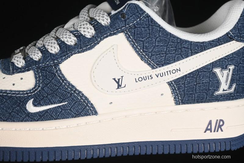 Nike Air Force 1'07 Low LV Collaboration Dark Blue Checkerboard Casual Sneakers - XS1958-551