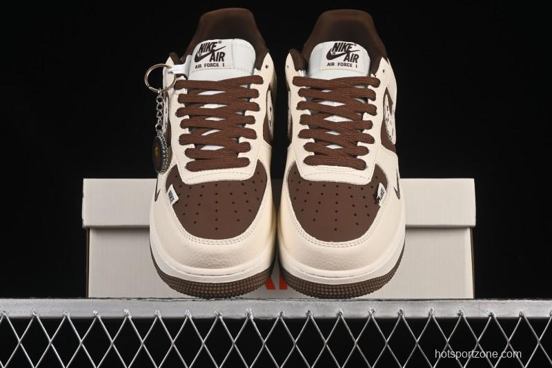 Nike Air Force 1 '07 Low BAPE Collaboration Beige Brown Graffiti Swoosh Casual Sneakers - DF0188-061