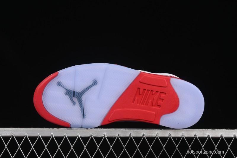 Nike Air Jordan 5 Retro Basketball Shoes Fire Red Black Tongue - HQ7978-101