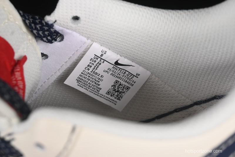 Nike Air Force 1 '07 Low Stussy Collaboration Dual-Tone Blue Red Logo Casual Sneakers - HH7518-072