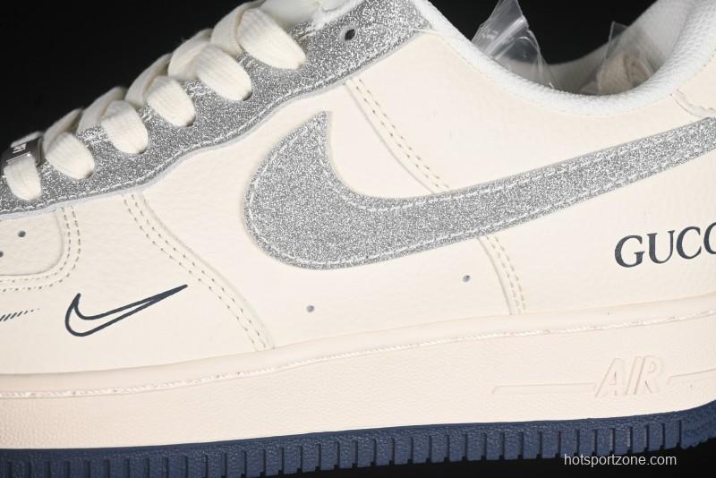 Nike Air Force 1 '07 Low Gucci Collaboration Silver Swoosh Casual Sneakers - XS1958-546